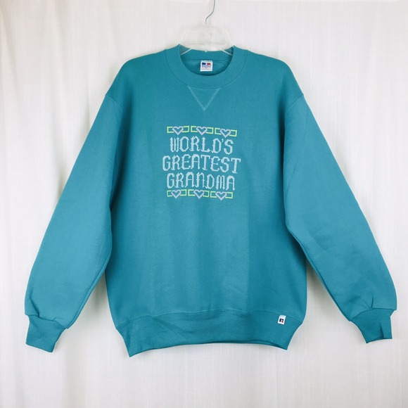 Russell Athletic Sweaters - VTG 90s Russell Pullover Sweatshirt Sweater Large "World's Greatest Grandma" EUC
